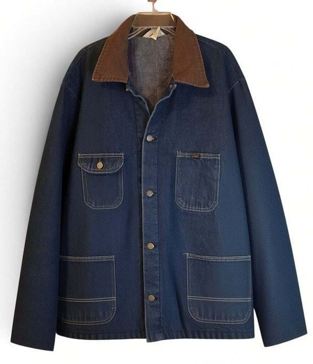 Vintage Key Imperial Blanket Lined Corduroy Collar Denim Chore Jacket
Sz 2XL